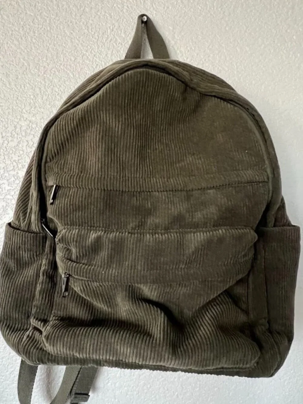 Wild Fable Corduroy Olive Green Casual Backpack School Bag